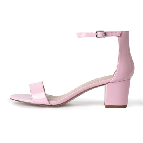 Image of J. Adams Daisy Heeled Sandals - Ankle Strap Low Block, Open Toe Dress Pumps, Chunky Heels - Dressy Shoes for Women - Bridal, Wedding, Summer Sandals
