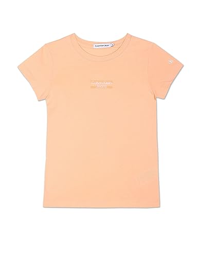 Calvin Klein Jeans Girl’s Brand Logo Regular Fit Crew Neck T-Shirt (IG01940SOJ_Fresh Cantaloupe 11 Years-12 Years)