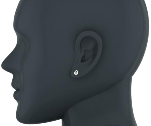 Diamond Earrings Teardrop Shape 10K Gold Stud Earrings Bezel Set2