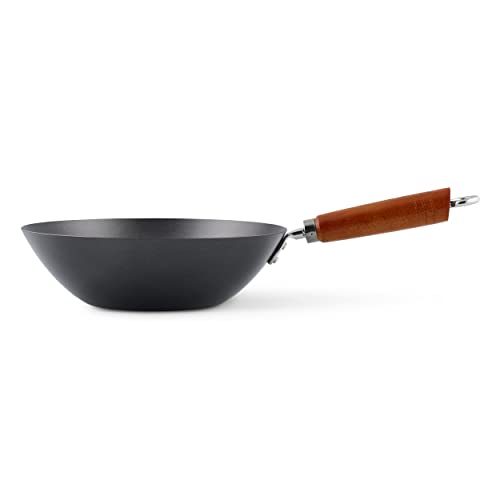 Ken-Hom-KH331001-Wok-Acero-Carbono-Antiadherente-31cm-Classic-Sarten-Sin-InduccionCon-Mango-De-MaderaBase-Plana-No-Apto-Para-Lavavajillas-2-Anos-de-Garantia