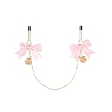 Body Clamps Clip for Women Body Chain Clamps with Bowknot and Bells Stainless Steel Adjustable Body Clamps Chain Non Piercing Faux Body Jewelry (pink B)