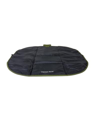 United Pets Lazy Dog Mat – Tragbares Hundebett für Hunde, faltbar, Matte für Restaurant und Reisen, leichte Hundematte, Schwarz/Grün