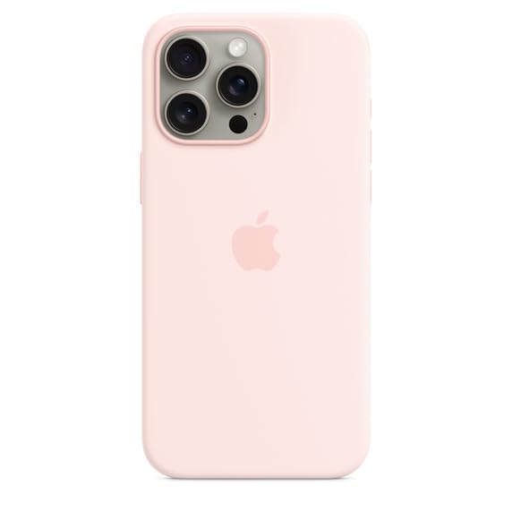 MALIRAJ Ultra-Hybrid Back Case Leather Cover for iPhone 15 Pro Max Silicone Case with MS | Camera Protection | Hard Crystal Clear Back | Shockproof Bumper Case Cover (Light Pink)