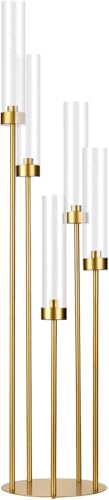 VINCIGANT 5 Armig Kerzenständer Gold, 100cm Hohe Metall Bodenkerzenhalter...