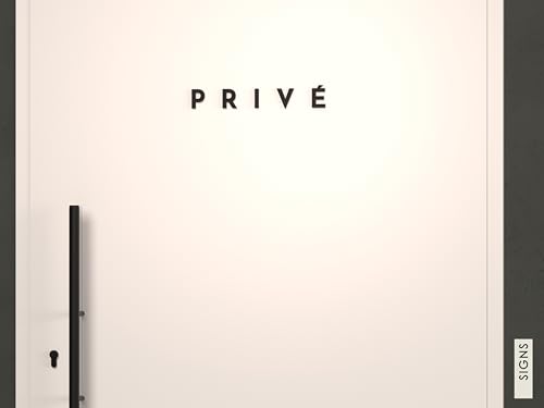Erhabene Buchstaben Aufkleber Schild Privé, Staff, Toilette, Messieurs, Dames – Tür- und Wandbeschriftung im Vintage-Stil (Schwarz, Französisch)