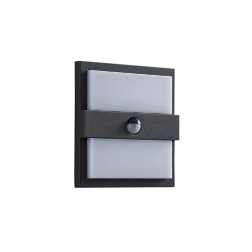 Lucande LED Wandleuchte außen Gylfi mit Bewegungsmelder (spritzwassergeschützt (Modern) in Schwarz aus Aluminium (48 flammig,) - Wandlampe für Außenwand/Hauswand Haus Terrasse und Balkon
