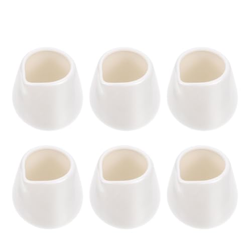 GRIRIW 6pcs Ceramic Milk Cup Small Container Coffee Creamers Coffe Creamer Sauce Accessory Ketchup Dispenser Powdered Creamer for Coffee Household Cream Pitcher Creamer Jug White Ceramics