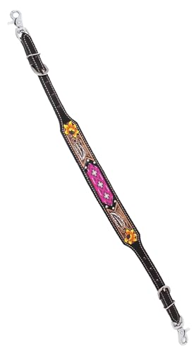 CHALLENGER Western Floral Antique Tooled Leather Beaded Wither Breast Collar Strap 105FK10