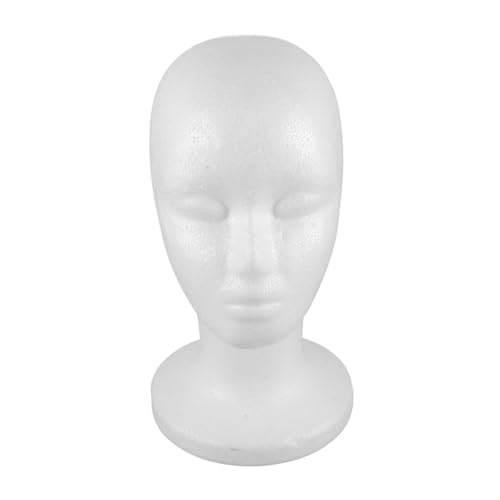 Beaupretty Sombrero de molde de cabeza de espuma cabeza de maniquí femenino mostrar cabezas sombreros cabeza de maniquí de pelo cabezas de maniquí espuma de poliestireno blanco