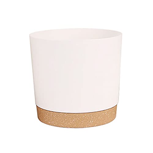 Panonw 2Pcs Plastic Flower Planter, 8 inch Plastic Flower Pots with Drainage Hole and Removable Base Modern House Planters for Herbs/Aloes/Succulents Planting