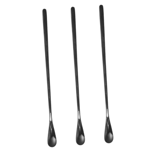 Kisangel 爬虫類用給餌スプーン ステンレス製 19cm 黒 3個セット ペットフードスクープ ウェットフード対応 トカゲ給餌ツール 爬虫類飼育用品