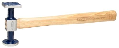 KS TOOLS 140.2132 Marteau à Retreindre, Panne Plate Quadrillée Brute,En Acier Poli, Manche Hickor