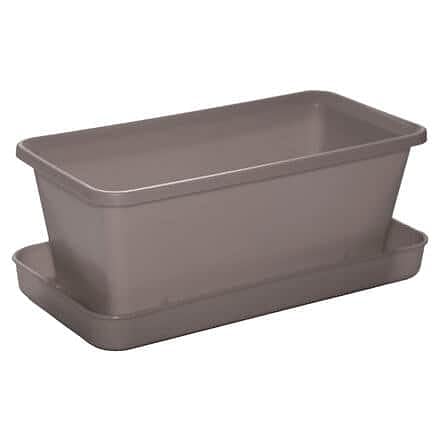 Plastkon Small Window Box with Saucer 20 cm Taupe/Black