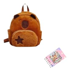 Mochila Infantil Capivara Fofa + Livro de Colorir Capivara 50 Paginas Capa Dura