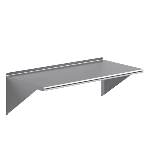 Image of AmGood 48 inch Long X 24 inch Deep Stainless Steel Wall Shelf | NSF Certified | Appliance & Equipment Metal Shelving | Kitchen, Restaurant, Garage, Laundry, Utility Room
