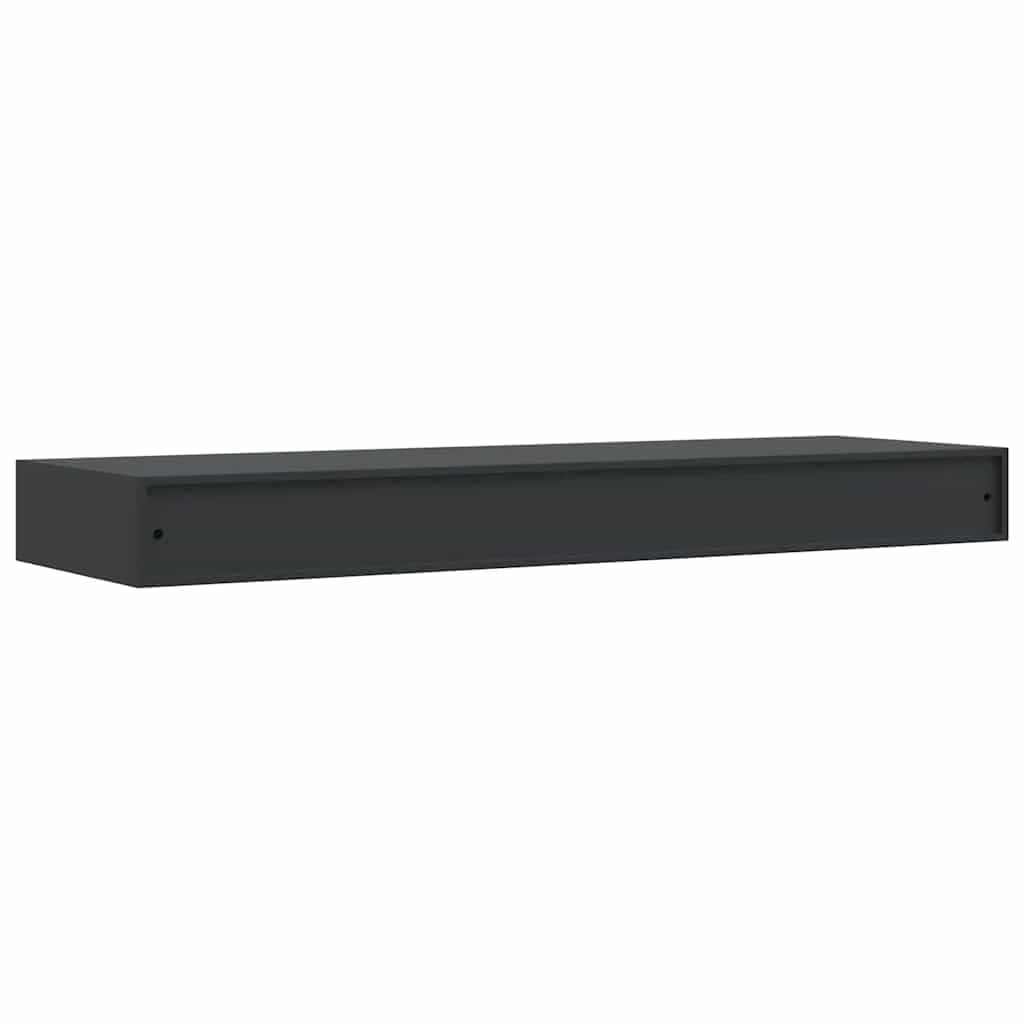 Regał wiszący z szufladą, czarny, z płyty MDF, 80 x 25 x 8 cm, regał ścienny z niewidocznym systemem montażowym, zajmuje mało miejsca, nowoczesny do salonu, sypialni, biura, miejsca do