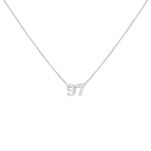 LOXUAKAM Number 97 Necklace for Women Dainty Silver Plated Number Pendant Choker Necklace Personalized Jewelry