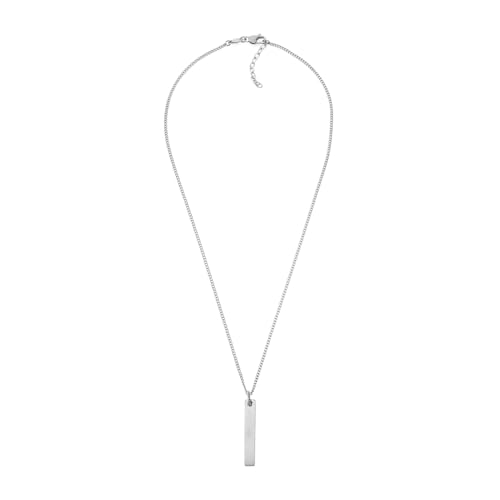 Fossil Necklace for Men Vintage Casual, L: 508mm + 50.8mm W: 8mm Silver Stainless Steel Necklace, JF03988040