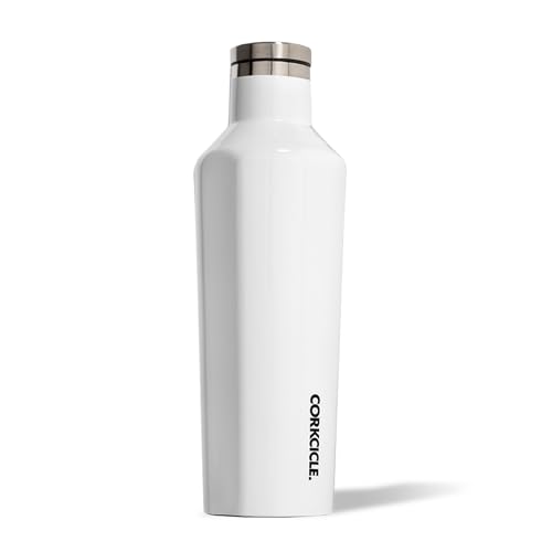 Corkcicle Classic Canteen Insulated Water Bottle - Stainless Steel Reusable Tumbler - Triple Insulated - Keeps Drinks Cold 25 Hours or Hot 12 Hours - Cupholder Friendly - Gloss White - 16 oz