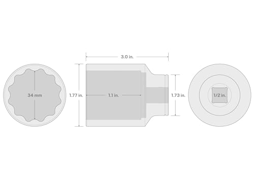 Image of TEKTON 1 /2 Inch Drive x 34 mm Deep 12-Point Socket | SHD23334