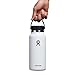 Hydro Flask Water Bottle - Insulated Stainless Steel - Wide Mouth Flex Lid, Non Spill, Leakproof and Refillable in 32 Oz White