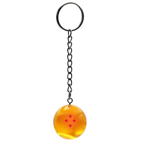 Llavero Dragon Ball Z, Llavero Bola de Dragón de 4 Estrellas, Bola 4 estrellas Dragon Ball, Esfera 4 estrellas Dragon Ball, Diámetro de la bola 3 cm, Longitud total de 10 cm, 4 Estrellas