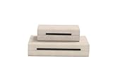Generic Ivory Shagreen Set of 2pcs Decorative Boxes Storage Boxes for Modern Home Decor Jewelry Organizer, Women and Men's Accessory Organizer with Gun Grey Metal Handle (Ivory)