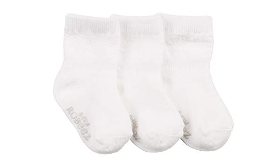 Robeez Baby Girls 3-Pack Socks, herringbone weave white, 6-12 Months
