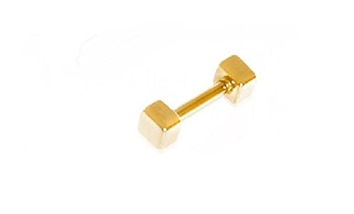 PIERCE ME Cubed Cartilage/Tragus Earring 316L Surgical Steel (Sold Individually) (Gold)