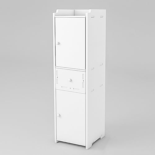 WuDLi Bathroom Medicine Cabinet, 35.4 inch Tall Narrow Cabinet with 2 Closed Storage Cabinet and 1 Drawer,Space Saver, 25*24*90cm, White