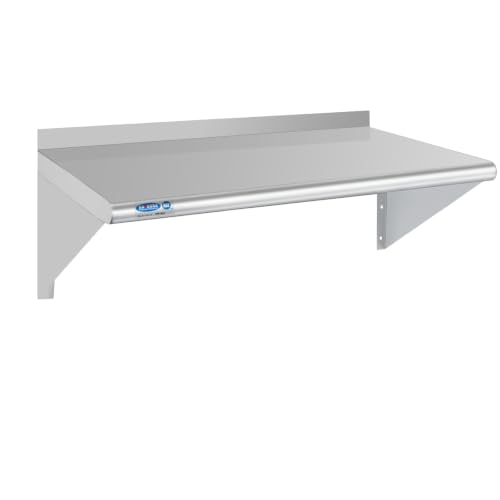 Image of HARDURA Stainless Steel Shelf 14 inch x 24 inch, 240lb Commercial Shelves Wall Mount Metal Shelving with Backsplash and Brackets for Kitchen, Restaurant, Laundry Room and Home