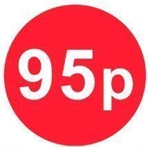 Pack of 500-20mm Price Stickers - Choose from 10p to £95 - Bright Red - Many Prices to Choose from (95p - Red)