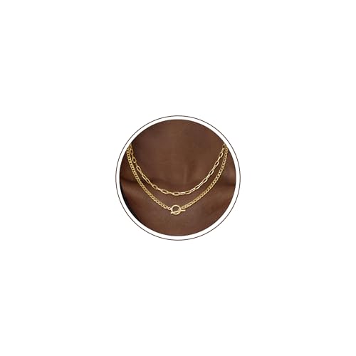 CHESKY Layered Necklaces for Women, 14K Gold Plated Chain Necklace Trendy Cuban Link Paperclip Chain Toggle Clasp Necklace Fashion Chunky Jewelry Accessories for Women