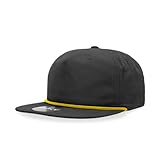 DECKY Standard 5 Panel High Profile Relaxed Cotton Blend Rope Hat, Black/Gold