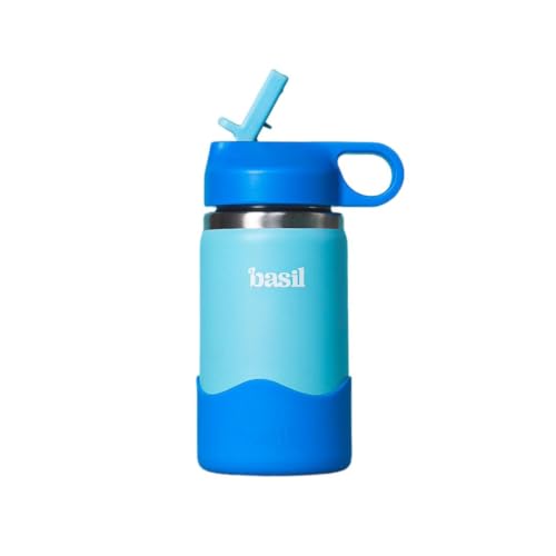 Image of Basil HydraPop Stainless Steel Insulated Kids Water Bottle for School, 380ml Leakproof Bottle with Straw, Double Wall Vacuum Thermosteel Bottle for School, Sports, Travel & Outdoor Use | Glacier