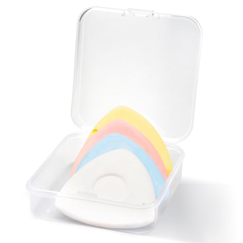 Lotsdonxia 4-Piece Triangle Sewing Chalk Set with an Invisible Storage Box - Featuring Vibrant Pens for Marking Fabrics in White Yellow Red and Blue