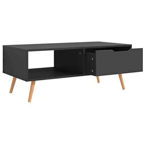 Table basse grise 100cm rectangulaire avec rangement pour salon moderne