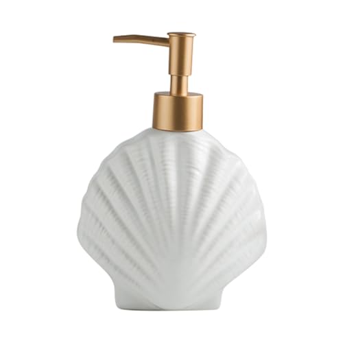KONTONTY Thick Ceramic Shampoo Pump Bottle Reusable Shower Gel Dispenser for Home Barber Shop