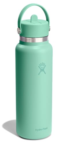 Image of Hydro Flask Water Bottle - Insulated Stainless Steel - Wide Straw Lid, Non Spill, Leakproof in 40 Oz Mermaid Green