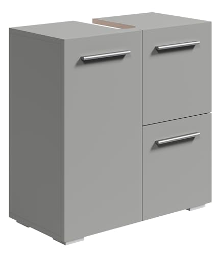 Badplaats Waschbeckenunterschrank Mars 60 x 30 cm Grau Matt - Stehender Badezimmerschrank mit 2 Türen und 1 Schublade