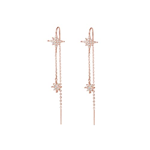 Boucles d'oreilles pendantes étoile anti-allergie argent 925