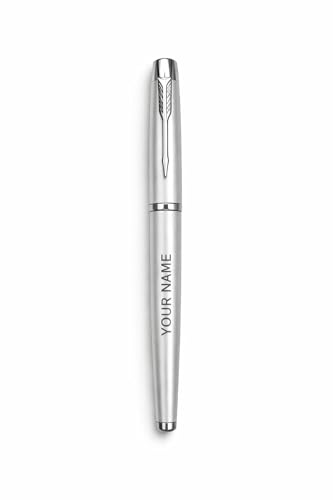 Image of Personalized Name Engraved Ball Pen | Stainless Steel Premium Black Pen | Custom Name Pen for Gift,Corporate Gift | Smooth Writing Refillable Ballpoint Pen for Men Women (Silver [Blue Ink])