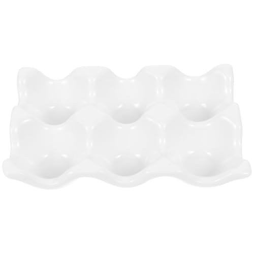 Gadpiparty Ceramiczny uchwyt na 6 jajek, matowy biały organizer na jajka, wytrzymały organizer na jajka do kuchni i lodówki