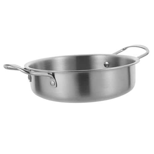 Hemobllo Wok Inoxidable para Cocina Casa y Sartén Multifuncional para Hot Pot y Salteados Diseño Práctico con Doble Asa para Diversas Ocasiones