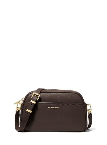 Michael Kors Jet Set Small Camera Crossbody Bag, Gold-Tone Hardware/Embossed Goat Leather/Chocolate