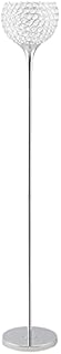 HOMCOM Modern Floor Lamp with K9 Crystal Lampshade, Tall Standing Lamp with E27 Bulb Base and Foot Switch for Living Room Bedroom Study Office Silver