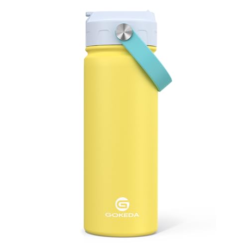 GoKEDA 18oz Kids Water Bottle, Stainless Steel Straw Cup