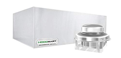 HOODMART 7’ Heat and Fume Hood Type 2 | Includes Downblast Exhaust Fan with Roof Mount and Variable Speed Control | Commercial Kitchen Equipment Made in USA