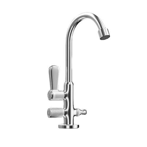 SXWYLZ Grifo Agua Fria Exterior Cromo Grifo Doble Salida Antihielo Giratorio 360° con Bifurcador de 1/2 Manija Doble