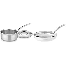Cuisinart MCP19-16N Multiclad Pro Triple Ply 1.5-Quart Skillet, Saucepan w/Cover & MultiClad Pro 8" Open Skillet, 8-Inch, Stainless Steel